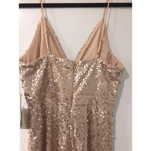 Formal Long Blush Sequin V-Neck Dress - Picture 7 of 7